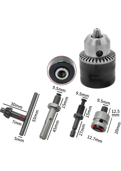 5 Adet 1.5-10MM 3/8-24UNF Matkap Chuck Seti Matkap Adaptörü Elektrikli Matkap Chuck Matkap Alet Kitleri Içine Darbeli Anahtarı Değiştirildi (Yurt Dışından)