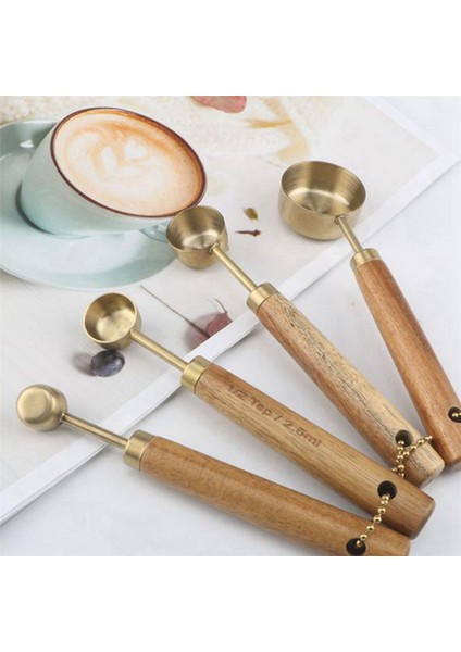 8x Ölçüm Kaşık Seti Ahşap Saplı Paslanmaz Çelik Ölçüm Kepçesi Pişirme Aracı Kiti Mutfak Aksesuarları 2 (Yurt Dışından) modelleri