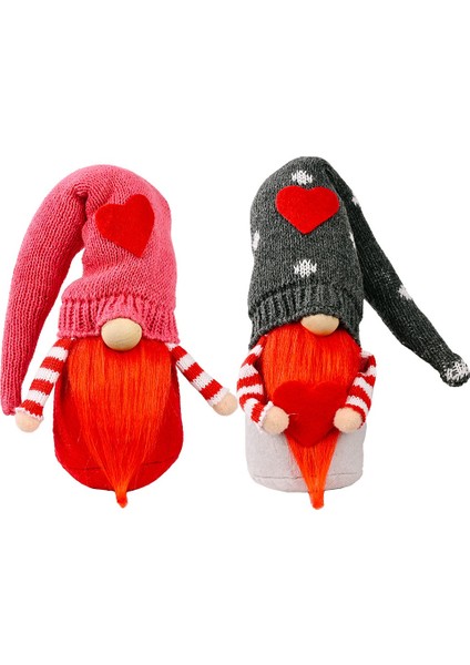 2 Adet Sevgililer Günü Çift Bebek Aşk-Kalp Yüzü Olmayan Bebek Gnome Tatil Figürleri Çocuk Oyuncak Sevgilisi Hediye (Yurt Dışından)
