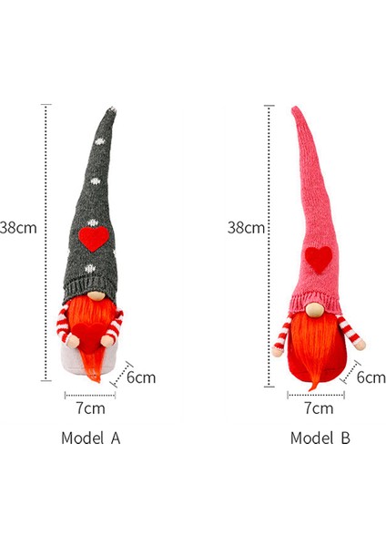 2 Adet Sevgililer Günü Çift Bebek Aşk-Kalp Yüzü Olmayan Bebek Gnome Tatil Figürleri Çocuk Oyuncak Sevgilisi Hediye (Yurt Dışından)