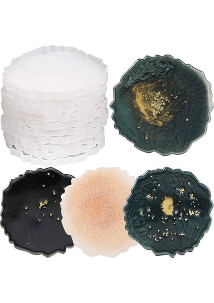 10 Adet Silikon Coaster Reçine Döküm Yapımı Kalıp, Coaster Epoksi Zanaat Dıy, Ev Dekorasyon (Yurt Dışından)
