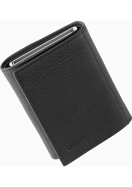 Hakiki Deri Unisex Mekanizmalı Cüzdan 626MG - Siyah
