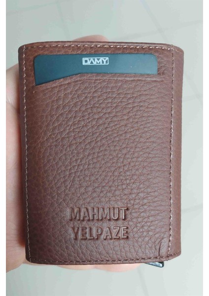 Hakiki Deri Unisex Mekanizmalı Cüzdan 626MG - Taba indirimleri