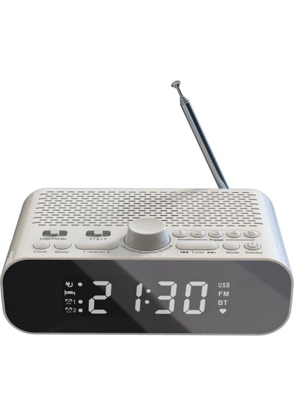 Bluetooth Akışlı Fm Saatli Radyo Çal LED Ekran Çift Çalar Saat Woofer Üniteli 1500 Mah Hi-Fi Hoparlör (Yurt Dışından)
