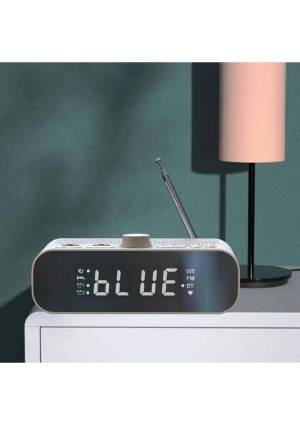 Bluetooth Akışlı Fm Saatli Radyo Çal LED Ekran Çift Çalar Saat Woofer Üniteli 1500 Mah Hi-Fi Hoparlör (Yurt Dışından)