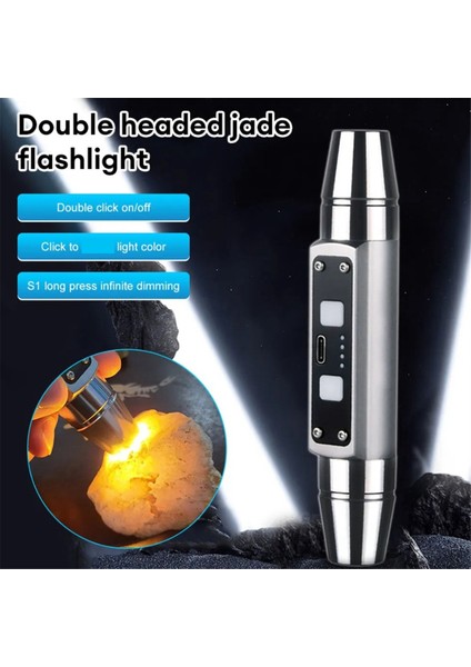 Çift Kafa Yeşim El Feneri 6 USB Doğrudan Şarj Tanımlama Takı Yeşim Floresan Lamba, Gümüş (Yurt Dışından) modelleri