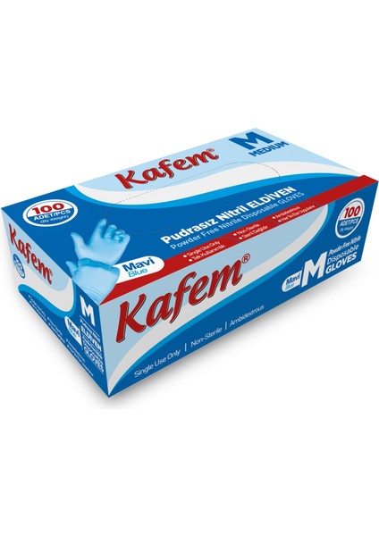 Mavi Nitril Eldiven Pudrasız M 100'lü x 20 Paket Koli
