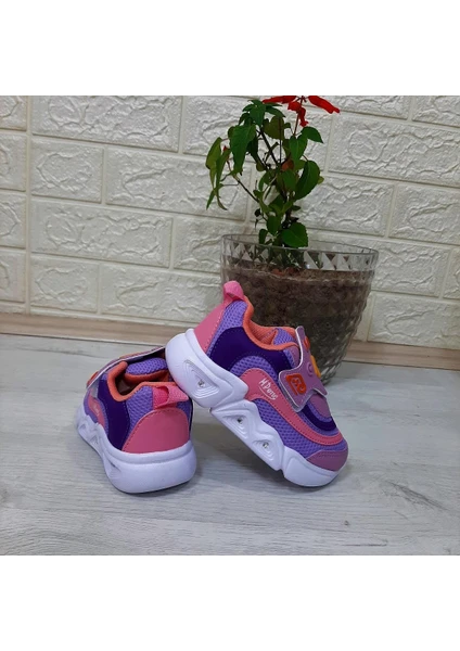 M.P One 3229 Lila Cırtlı Işıklı Kız Çocuk Bebe Spor