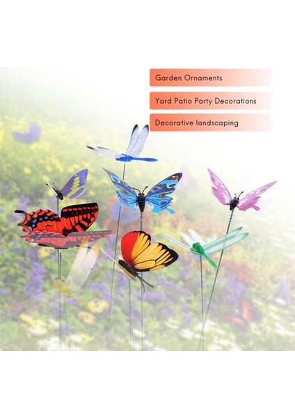 20 Adet Bahçe Kelebekler Kazıkları ve 4 Adet Yusufçuk Kazıkları Bahçe Veranda Partisi Için Bahçe Süsleri, Toplam 24 Adet (Yurt Dışından) modelleri