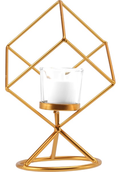 Iskandinav Geometrik Üç Boyutlu Geometrik Demir Mumluk Dekorasyon Masa Dekorasyon Altın (Yurt Dışından)