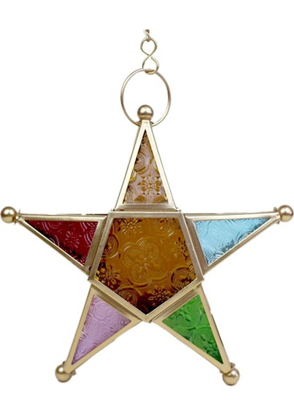 Asılı Mum Fener, Fas Tarzı Cam Beş Köşeli Yıldız Şekilli - Düğün Için Tutucu, Bahçe Yard, Altın (Yurt Dışından) fiyatları