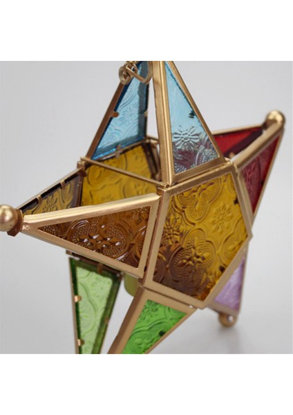 Asılı Mum Fener, Fas Tarzı Cam Beş Köşeli Yıldız Şekilli - Düğün Için Tutucu, Bahçe Yard, Altın (Yurt Dışından) fırsatları