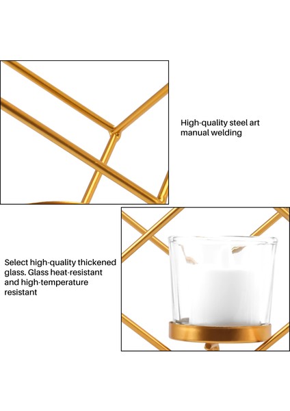 Iskandinav Geometrik Üç Boyutlu Geometrik Demir Mumluk Dekorasyon Masa Dekorasyon Altın (Yurt Dışından) modelleri