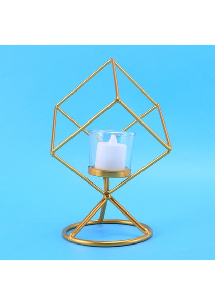 Iskandinav Geometrik Üç Boyutlu Geometrik Demir Mumluk Dekorasyon Masa Dekorasyon Altın (Yurt Dışından) indirimleri