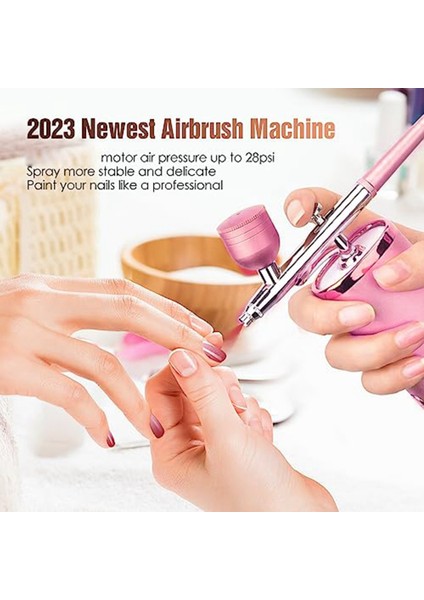 Kompresörlü Airbrush Kiti - Yükseltilmiş Airbrush Makyaj Makinesi Püskürtücü Şarj Edilebilir El Taşınabilir Akülü Airbrush (Yurt Dışından)