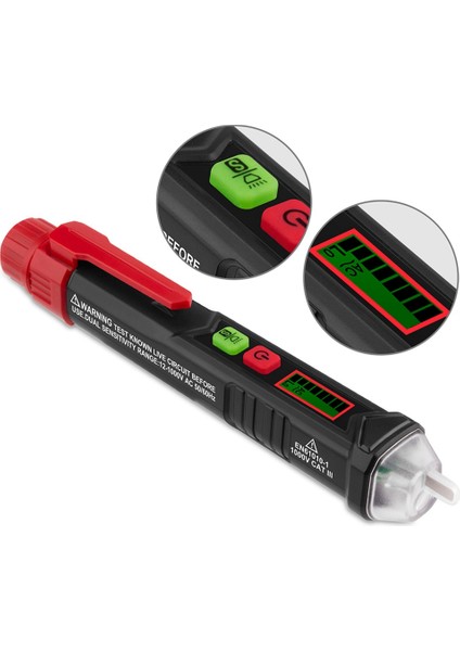 Gerilim Test Cihazı/temassız Gerilim Test Cihazı Canlı Tel Sıfır Tel Test Cihazı Elektrik Test Cihazı LCD Ekranlı Buzzer Alarmı (Yurt Dışından)