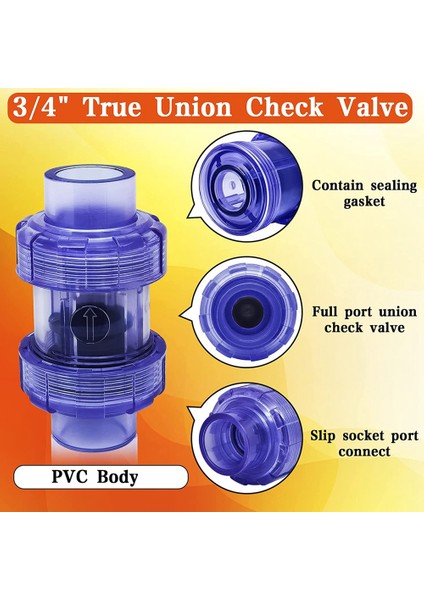 Çek Valf 3/4 Inç True Union Çek Valf Şeffaf Mavi Upvc Çek Valf Boru Hattı Çek Valf Tek Yönlü Valf (Yurt Dışından) modelleri