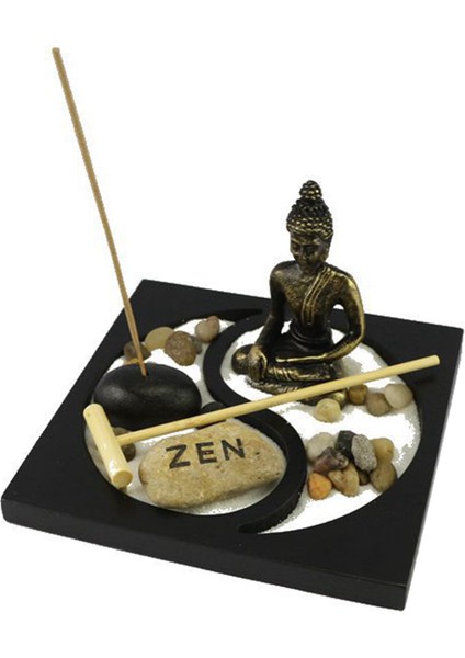 Stil Buda Kum Tepsisi, Masaüstü Kum Bahçesi Meditasyon Buda Heykeli Kiti Ev Ofis Dekor Için (Yurt Dışından)