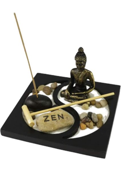 Stil Buda Kum Tepsisi, Masaüstü Kum Bahçesi Meditasyon Buda Heykeli Kiti Ev Ofis Dekor Için (Yurt Dışından)