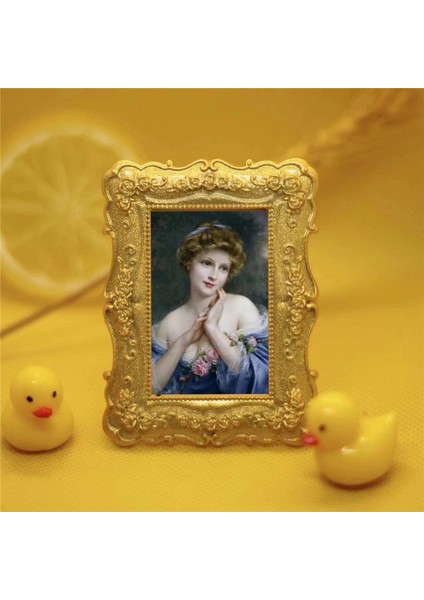 1/12 Minyatür Alaşım Fotoğraf Çerçevesi Aksesuarları Vintage Yağlı Fotoğraf Çerçevesi Boyama Duvar Resmi Duvar Dekorasyonu (Yurt Dışından) indirimleri