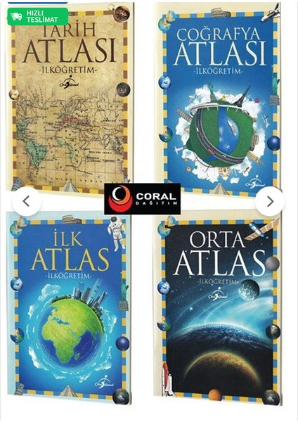 Coğrafya - Tarih - Orta ve İlk Atlas 4 Kitap Set