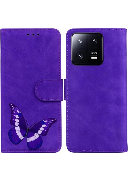 Xiaomi 13 Pro Cüzdan Için Renk Baskılı Flip Folio Kelebek Telefon Kılıfı (Yurt Dışından)