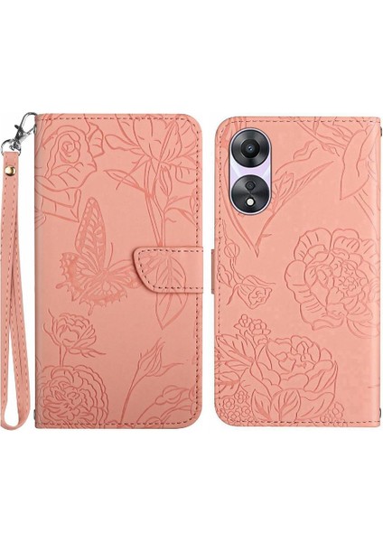 Oppo A78 4g Darbeye Deri Çiçekler ve Kelebekler Için Telefon Kılıfı (Yurt Dışından)