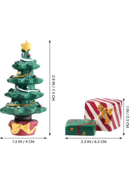 Noel Akvaryum Dekorasyon Noel Ağacı Hediye Kutusu Minyatür Reçine Mikro Peyzaj Süsler Balık Tankı Malzemeleri Için (Yurt Dışından)