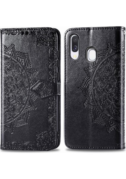 Samsung A40 Flip Zarif Desen Deri Telefon Kılıfı (Yurt Dışından)