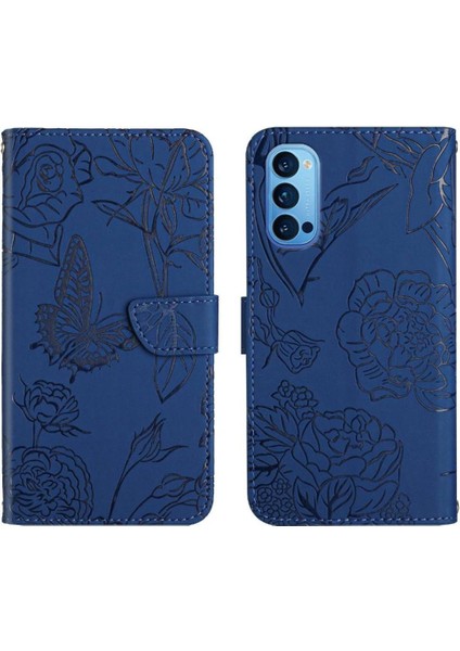 Bilek Kayışı Çiçekler ve Kelebekler Pu Flip ile Oppo Oppo 4 Pro Için Telefon Kılıfı (Yurt Dışından)