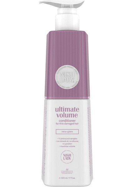 Nıshlady Ultimate Volume Conditioner / Hacimsiz ve Zayıf Saçlara Yönelik Volum Saç Kremi 503 ml