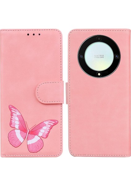 Onur Magic5 Lite 5g Kart Yuvaları Için Kelebek Renk Baskılı Flip Telefon Kılıfı (Yurt Dışından)