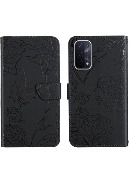 Oppo A54 5g Darbeye Deri Anti-Damla Koruma Çiçekler Için Telefon Kılıfı (Yurt Dışından)