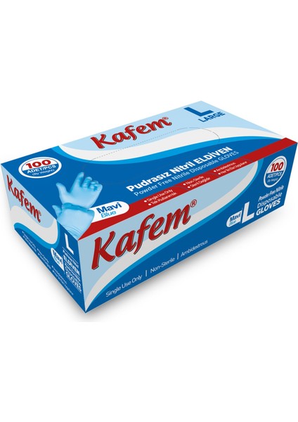 Mavi Nitril Eldiven Pudrasız L 100'lü x 20 Paket Koli fiyatları