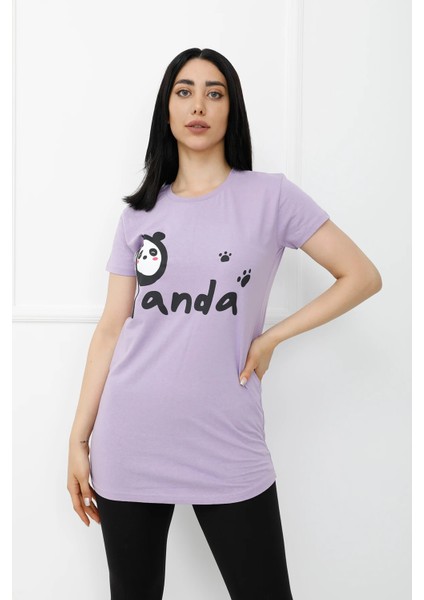 Panda Baskılı Tshirt Açıkmor - 310.653