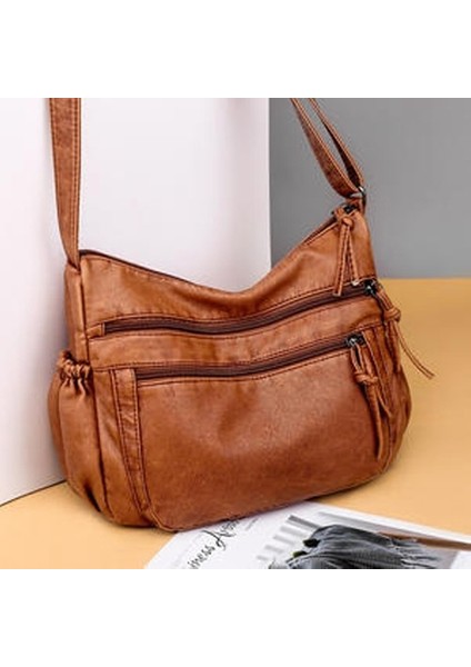Xinhang Kadın Crossbody Pocketbook Ultra Yumuşak Yıkanmış Deri Çok Cepler Hafif Omuz Kadın Messenger Siyah Çanta (Yurt Dışından) fırsatları