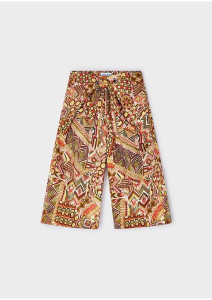 Kız Çocuk Baskılı Geniş Paça Pantolon