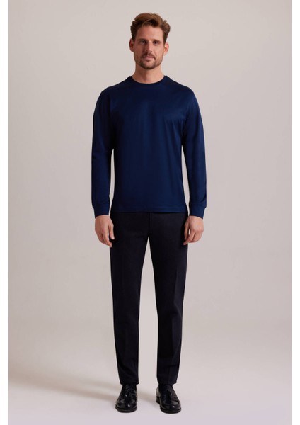 Erkek Lacivert Bisiklet Yaka Sweatshirt