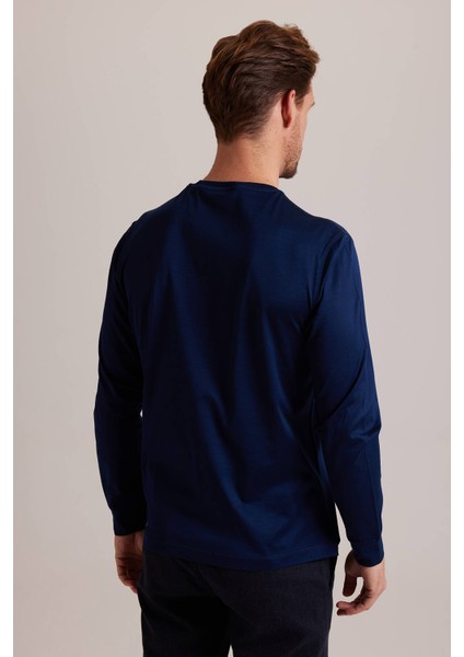 Erkek Lacivert Bisiklet Yaka Sweatshirt