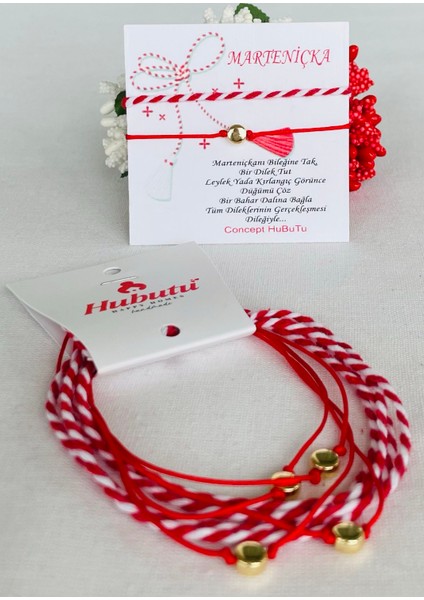 2’li 5 Set Marteniçka Kırmızı Mart Ipi Dilek Bileklik Seti