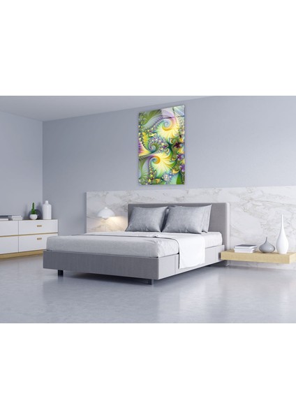 Fraktal Yeşil Sarı Cam Tablo fırsatları