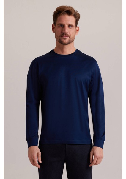 Erkek Lacivert Bisiklet Yaka Sweatshirt