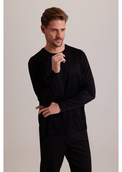 Erkek Siyah Bisiklet Yaka Sweatshirt indirimleri