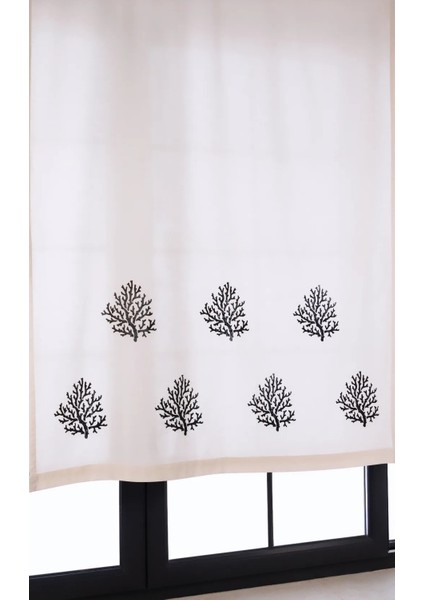 Mercan Baskılı %100 Pamuklu Sade Düz Keten + Tahta Baskı Güneşlik Buldan - Bodrum Perdesi fiyatları