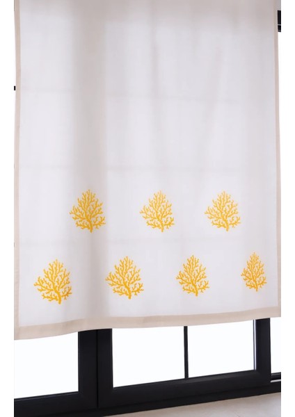 Pamukidea Mercan Baskılı Pamuklu Sade Düz Keten + Tahta Baskı Güneşlik Buldan - Bodrum Perdesi fiyatları