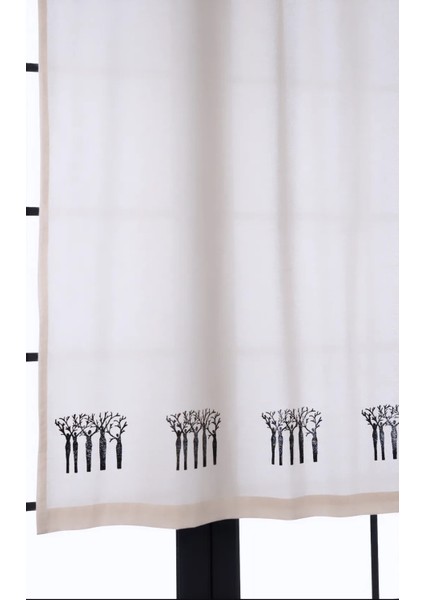 Ağaç Kadınlar Baskılı Pamuklu Sade Düz Keten + Tahta Baskı Güneşlik Buldan - Bodrum Perdesi