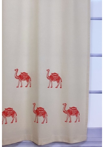 Deve Baskılı %100 Pamuklu Sade Düz Keten + Tahta Baskı Güneşlik Buldan - Bodrum Perdesi fiyatları