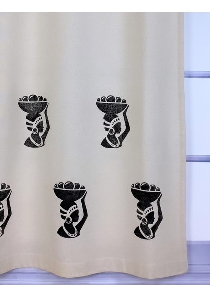 Afrikalı Kadın Baskılı %100 Pamuklu Düz Keten + Tokat Taş Tahta Baskı Güneşlik Buldan Bodrum Perdesi fiyatları