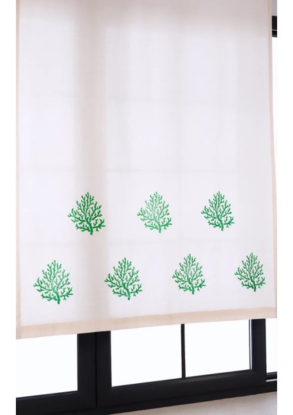 Mercan Baskılı %100 Pamuklu Sade Düz Keten + Tahta Baskı Güneşlik Buldan - Bodrum Perdesi fiyatları