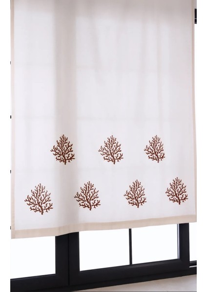 Pamukidea Mercan Baskılı %100 Pamuklu Sade Düz Keten + Tahta Baskı Güneşlik Buldan - Bodrum Perdesi fiyatları